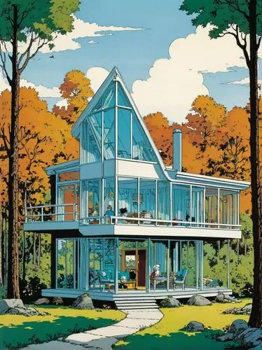 mid century house,mid century modern,mid century,midcentury,sedensky,forest house,summer cottage,bungalow,riverdale,holiday home,sunroom,summer house,eichler,house in the forest,frame house,villa,modernism,eisenman,neutra,docomomo,Illustration,Children,Children 02