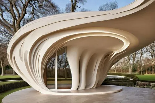 1. Architecture,the large, unique building has white columns on it,holburne,naum,heatherwick,lovemark,steel sculpture,lubetkin,undulating,panton,garden sculpture,undulated,torus,parametric,sinuous,scu