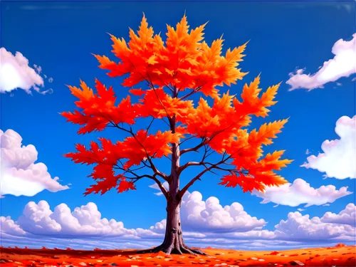 autumn background,autumn tree,autumn icon,autumn sky,autumn landscape,fall landscape,sky of autumn,red tree,autumn frame,autumn trees,maple tree,autumn scenery,autuori,garrison,deciduous tree,isolated tree,autumn theme,painted tree,fall foliage,lone tree,Conceptual Art,Fantasy,Fantasy 12