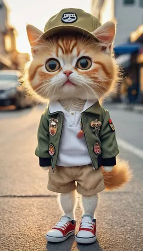 cartoon cat,pubg mascot,cute cat,cute cartoon character,cat sparrow,orange tabby cat,Photography,General,Realistic