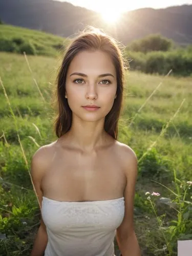 beautiful young woman,hapa,laotian,girl in white dress,natural cosmetic,young woman,Outdoor,Garden