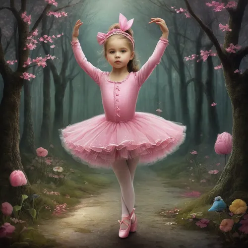 ballerina in the woods,little girl in pink dress,ballerina girl,little girl ballet,little girl fairy,little ballerina,child fairy,rosa 'the fairy,little girl twirling,ballet tutu,rosa ' the fairy,children's fairy tale,fairy tale character,ballerina,ballet dancer,fantasy picture,fairy forest,fairy,faery,children's background,Illustration,Abstract Fantasy,Abstract Fantasy 01