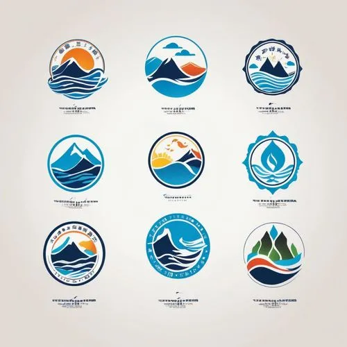 何謂六水？曰河水、赤水、遼水、黑水、江水、淮水。,a bunch of logos for water related products,water resources,infographic elements,hydrogeological,website icons,icon set,processes icons,hydrogeologist,drink icons,idents,set o