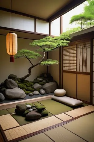 japanese-style room,japanese zen garden,ryokan,zen garden,ryokans,dojo,teahouse,tatami,chanoyu,teahouses,sketchup,japanese garden ornament,zen stones,tea ceremony,3d rendering,3d background,japanese art,shoin,zen,3d render,Conceptual Art,Sci-Fi,Sci-Fi 15