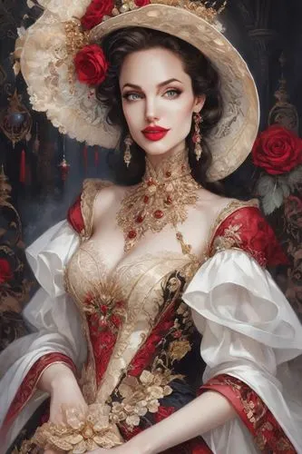 queen of hearts,the carnival of venice,victorian lady,oriental princess,fantasy portrait,lady in red,fantasy art,geisha girl,white lady,queen anne,geisha,aristocrat,red rose,matador,comely,lady of the night,female doll,masquerade,romantic portrait,chinese art