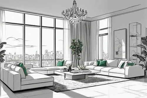 modern living room,apartment lounge,penthouses,living room,livingroom,sketchup,3d rendering,luxury home interior,sitting room,interior modern design,interior design,renderings,interior decoration,an apartment,contemporary decor,apartment,modern room,donghia,sunroom,habitaciones,Illustration,Black and White,Black and White 04