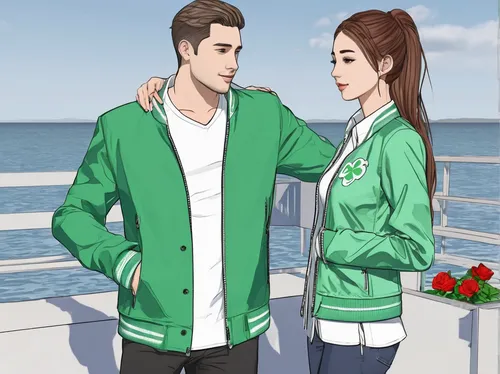 green jacket,clover jackets,young couple,kimjongilia,kdrama,anime japanese clothing,korean drama,romantic scene,couple - relationship,love couple,jacket,couple,android game,game illustration,cute cartoon image,green sail black,cruiseferry,couple in love,windbreaker,aa,Conceptual Art,Daily,Daily 35