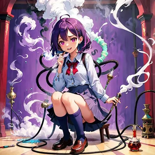 nozomi,nue,ecolo,murasaki,mukuro,umi,ursula,tsugumi,fukawa,hanako,smoking girl,filia,morikuni,kaoru,tokomaru,yoshika,wiz,inugami,smoke background,smoke dancer,Anime,Anime,Traditional