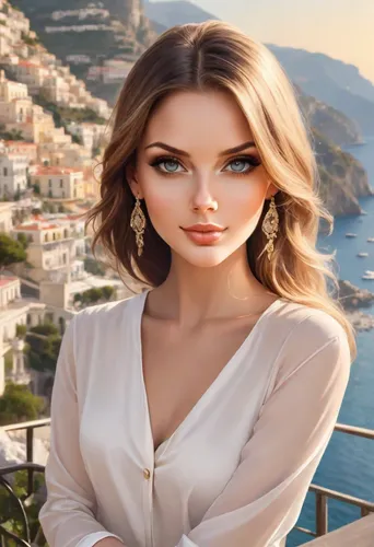 capri,positano,monaco,portofino,santorini,monte carlo,taormina,oia,portrait background,georgine,natural cosmetic,romantic look,scilla,athene brama,hallia venezia,hollywood actress,italian painter,landscape background,romantic portrait,cosmopolitan