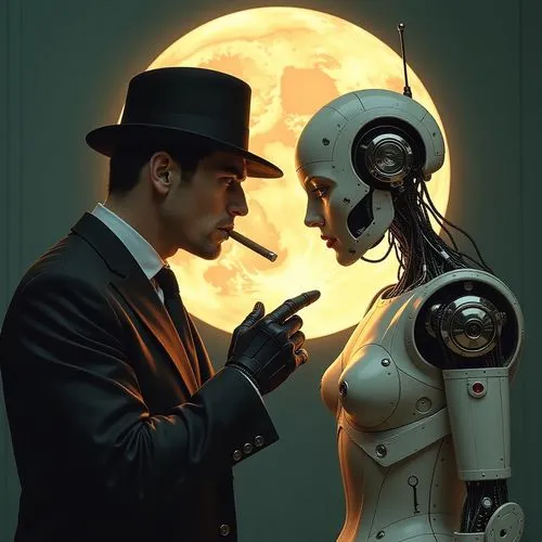 amants,automatons,automatica,man and woman,automata,glados,Illustration,Retro,Retro 02