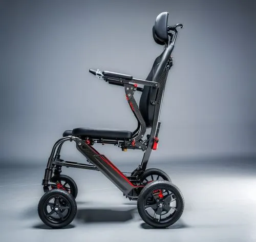 碳纤维电动轮椅车
,the wheelchair is shown with the front wheel extended,electric scooter,trikke,pushchair,cybex,stroller,kymco,Photography,General,Realistic