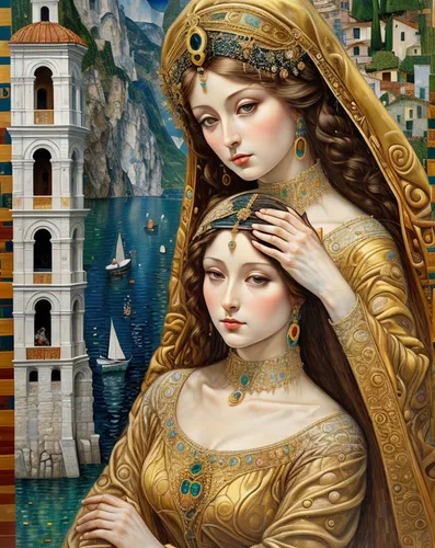 Italien, Ort, von der Seeseite aus gesehen, Riva del Garda, Stadtbild, von Gustav Klimt im Stil von Gustav Klimt 8k, Gemälde von Gustav Klimt, Leonardo da vinci. Madonna 


Sevginin birleştirici unsur