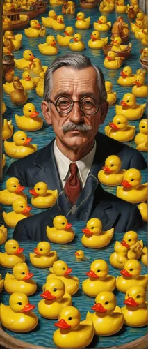 Imagine an offbeat character who becomes obsessed with collecting unusual rubber ducks.,rubber ducks,rubber ducky,rubber duck,rubber duckie,fry ducks,ducks,ducky,canard,walt,caution ducks,seaduck,walt