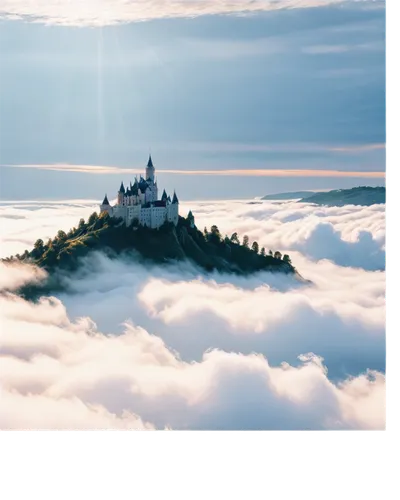 hohenzollern castle,shipka,cloudmont,fairytale castle,fantasy landscape,cloud mountain,summit castle,fairy tale castle,mont saint michel,sea of fog,fantasy picture,above the clouds,mont st michel,world digital painting,tirith,sea of clouds,castle,castles,foggy landscape,gold castle,Illustration,Paper based,Paper Based 20