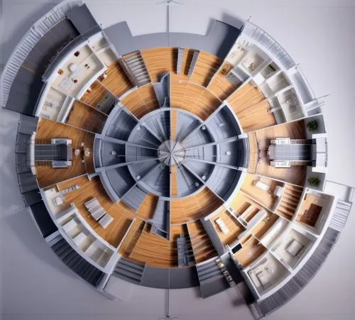 only walls and floors
,mri machine,panopticon,capsule hotel,circular staircase,millenium falcon,multi-storey,hamster wheel,circular puzzle,dish storage,cyclocomputer,coffee wheel,multistoreyed,multi s