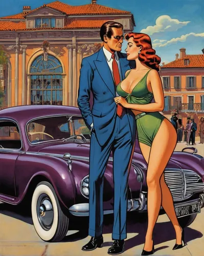 muscle car cartoon,vintage illustration,classic cars,vintage man and woman,vintage art,classic car meeting,car dealer,american classic cars,car rental,vintage cars,valentine day's pin up,edsel,bmw 501,retro 1950's clip art,buick classic cars,classic car,edsel citation,alfa romeo 1900,50's style,coquette,Illustration,American Style,American Style 05