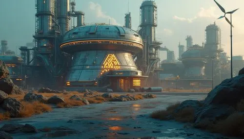 futuristic landscape,refinery,cosmodrome,ancient city,postapocalyptic,industrial landscape,sedensky,areopolis,theed,metropolis,apiarium,extrasolar,terraformer,scifi,wasteland,dystopian,coruscant,alien world,barrayaran,refineria,Photography,General,Realistic