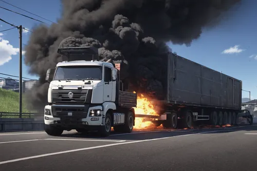 commercial vehicle,russian truck,burning of waste,semitrailer,trucker,cybertruck,burnout fire,truck driver,semi-trailer,freight transport,kei truck,18-wheeler,light commercial vehicle,counterbalanced truck,no overtaking by lorries,kamaz,industrial smoke,trailer truck,scrap truck,tractor trailer,Illustration,Japanese style,Japanese Style 17