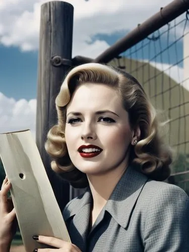 Historical scene in Texas,an old po of a woman holding a folder,woman holding a smartphone,blonde woman reading a newspaper,eva saint marie-hollywood,ingrid bergman,gena rolands-hollywood,blonde sits 