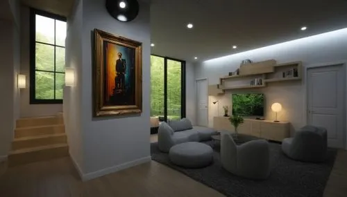 Wall painting picture frame,the living room is in front of the windows and has large paintings on the wall,modern room,3d rendering,hallway space,modern living room,livingroom,interior modern design,m