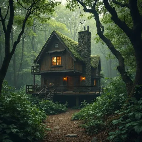 house in the forest,forest house,treehouse,tree house,wooden house,witch's house,Photography,General,Realistic