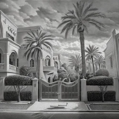 matruschka,nizwa,casablanca,palmtrees,the palm,escher,two palms,royal palms,marrakech,palms,1940s,cartoon palm,dali,oasis,qasr al watan,medina,film noir,1950s,hacienda,villa,Art sketch,Art sketch,Ultr