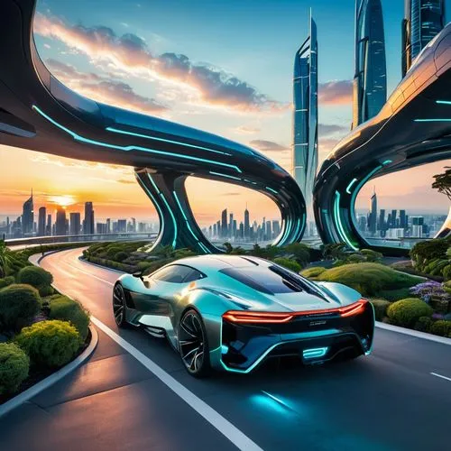 futuristic car,car wallpapers,dubai,3d car wallpaper,bmw i8 roadster,futuristic landscape,Conceptual Art,Sci-Fi,Sci-Fi 04