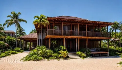 tropical house on beach ,tropical house,beach house,dunes house,holiday villa,beachhouse,house by the water,stilt house,luxury property,cabana,coconut palms,hawaii bamboo,fiji,timber house,eco hotel,p