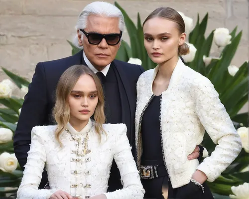 Lily-Rose Depp models with German fashion designer Karl Lagerfeld during Chanel Haute Couture Spring-Summer 2017 fashion collection presented in Paris, Tuesd...,mulberry family,poppy family,lily-rose 