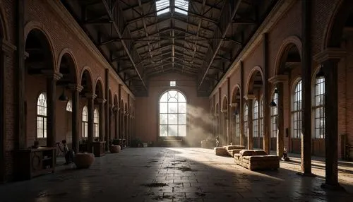 carreau,factory hall,industrial hall,freight depot,cloister,refectory,orangery,arsenale,empty interior,train depot,inside courtyard,monastery of santa maria delle grazie,glyptotek,light rays,ellis island,certosa di pavia,abandoned train station,fabrik,arcaded,market hall