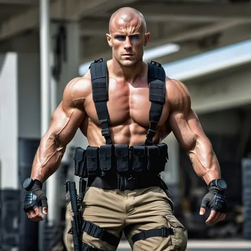 the man is in military gear in a parking lot,pudzianowski,thibaudeau,kampmann,statham,riddick,bjornsson