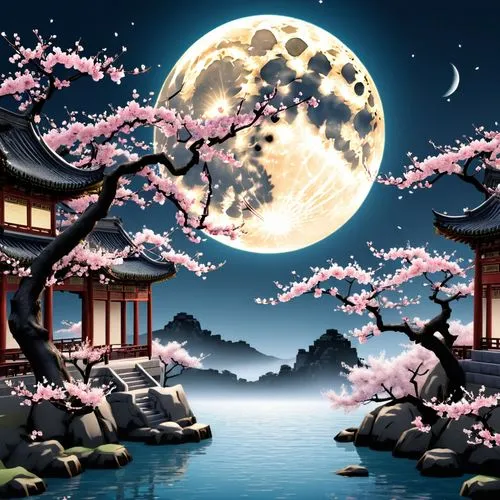 mid-autumn festival,japanese sakura background,moonlit night,hanami,chuseok,sakura background,tanabata,japanese art,japanese floral background,landscape background,japanese background,oriental painting,moonlit,oriental,full moon,cartoon video game background,cool woodblock images,cherry blossom japanese,cherry trees,plum blossoms,Unique,Paper Cuts,Paper Cuts 04