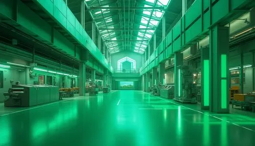 industrial hall,green and white,green electricity,carreau,tulane,corridor,corridors,darmstadtium,empty factory,gpo,fraunhofer,sanatoriums,train station passage,green light,cern,atriums,pneuma,dlsu,passage,factory hall,Photography,General,Realistic