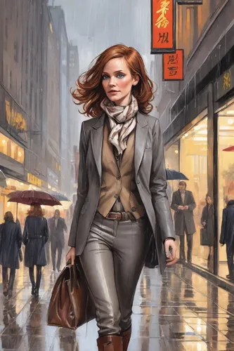 woman walking,pedestrian,girl walking away,a pedestrian,woman in menswear,woman shopping,walking in the rain,world digital painting,women fashion,white-collar worker,shopper,overcoat,travel woman,businesswoman,women clothes,girl in a long,city ​​portrait,sprint woman,woman thinking,sci fiction illustration,Digital Art,Comic