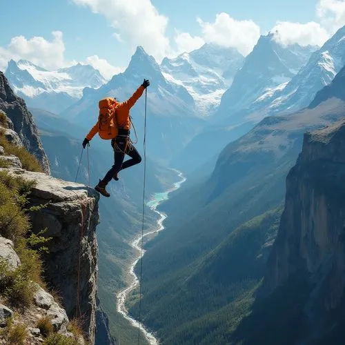 wingsuit,leap of faith,take-off of a cliff,alpine climbing,cliffhanging,leap for joy,Photography,General,Realistic