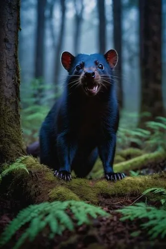 tasmanian devil,masked shrew,mustelid,virginia opossum,common opossum,aye-aye,beaver rat,vampire bat,cub,color rat,american black bear,canis panther,possum,mammal,mole salamander,ursa,american mink,opossum,marten,forest animal,Art,Artistic Painting,Artistic Painting 46