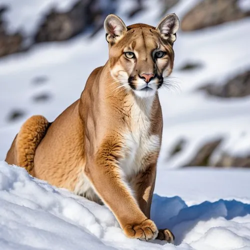 PUMA
Puma concolor in the snow and mountain, full body,great puma,mountain lion,cougar,caracal,pumas,lince,cougars,panthera,tigon,snowshoe,felidae,fossa,lioness,cougar head,abyssinian,catamount,canida