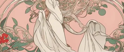 art nouveau design,art nouveau,mucha,dryad,harp with flowers,dead bride,background ivy,alfons mucha,flora,art nouveau frame,frame flora,amaryllis,eglantine,floral mockup,art nouveau frames,overgrown,datura,rosebushes,aphrodite,flower and bird illustration,Illustration,Retro,Retro 08