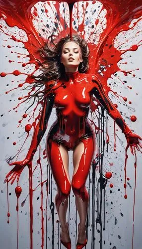 scarlet witch,bodypainting,elektra,red,red paint,vermelho,Conceptual Art,Graffiti Art,Graffiti Art 08