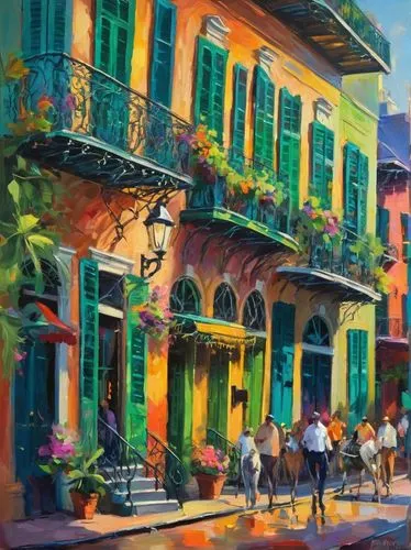 french quarters,neworleans,new orleans,nola,mardi gras,colorful city,krewe,tulane,nopd,havana,colorful facade,old havana,calcutta,dumaine,venetian,sanjuan,cesnola,mainieri,portofino,italian painter,Conceptual Art,Oil color,Oil Color 20