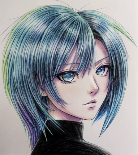 piko,aqua,blue hair,pencil color,color pencil,rei ayanami,fuki,persona,lechona,winterblueher,gara,ren,color pencils,watercolor blue,copic,coloured pencils,colored pencils,yukio,colored pencil,crayon colored pencil