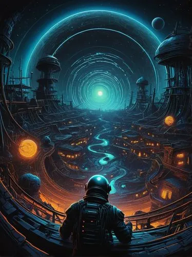 sci fiction illustration,labyrinths,pandorica,cyberia,scifi,technosphere,Illustration,Realistic Fantasy,Realistic Fantasy 18