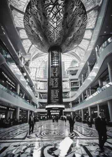 the dubai mall entrance,esteqlal,difc,galleria,titanum,centralworld,abdali,hammerson,mothership,arcology,kaust,omphalos,morphosis,suntec,narodowy,changzhou,damac,lusail,zeil,atrium,Illustration,Black and White,Black and White 11