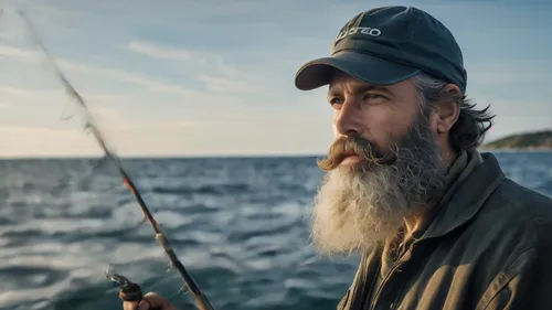 The Fisherman using his beard to fish in ocean,monopod fisherman,version john the fisherman,graybeard,graybeards,varg,harpooner,baymen,fisher,harbormaster,survivorman,fisherman,fishing classes,frontie