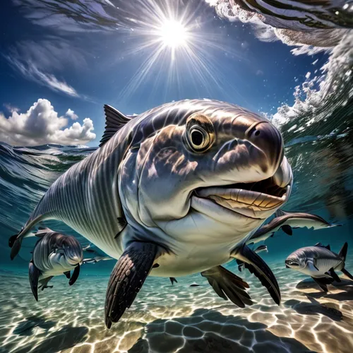 marine reptile,carcharodon,ichthyosaur,tarpons,chondrichthyes,tarpon,carcharhinus,characin,requin,thunnus,freshwater fish,underwater fish,swellshark,mosasaurs,dolphin fish,fish in water,houndshark,tigershark,mosasaur,sunfish