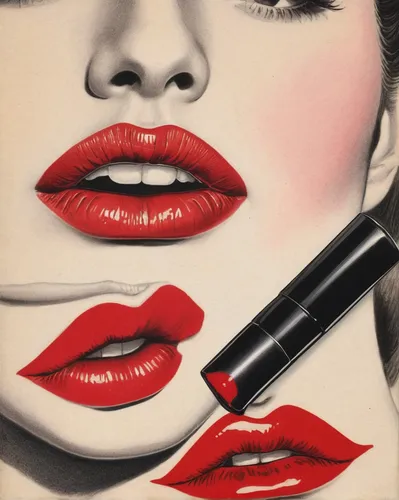 lipsticks,red lipstick,lipstick,red lips,lip liner,vintage makeup,lipgloss,women's cosmetics,lips,lip gloss,lip care,pin ups,rouge,vintage 1950s,hepburn,vintage illustration,cool pop art,expocosmetics,liptauer,cosmetic products,Illustration,Black and White,Black and White 23