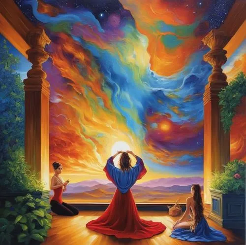 eurythmy,bhagavatam,pillar of fire,spiritual environment,vishishtadvaita,mantra om,the pillar of light,spirituality,sacred art,five elements,astral traveler,oil painting on canvas,energies,fantasy picture,dhamma,the mystical path,eckankar,dream art,enlightenment,harmony of color,Illustration,Paper based,Paper Based 09