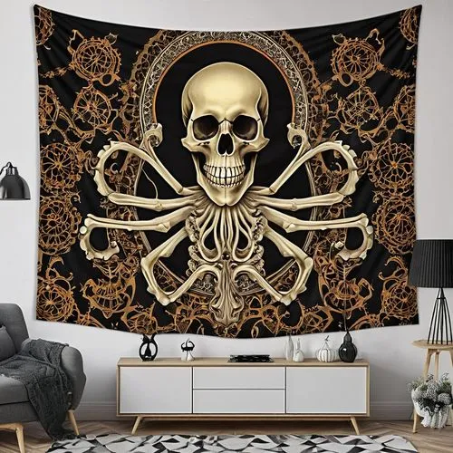 nautical banner,jolly roger,tapestries,tapestry,skull and crossbones,boho skull,skull and cross bones,skull bones,vintage skeleton,skulls and,bucco,skull allover,beach towel,kitchen towel,skull rowing,skulls bones,macrame,skulduggery,greyjoy,skeletonized,Photography,General,Realistic