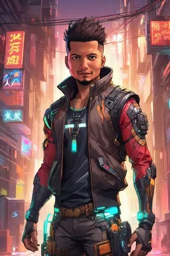 star-lord peter jason quill,cyberpunk,cg artwork,renegade,male character,mechanic,cable innovator,engineer,cyborg,nova,sci fiction illustration,ironworker,cable,mercenary,main character,game illustration,guilinggao,rein,background image,ryan navion,Digital Art,Anime