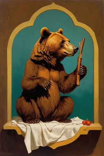 bear market,nordic bear,slothbear,great bear,left hand bear,scandia bear,bear,bear guardian,bearskin,anthropomorphized animals,the bears,bears,bear bow,little bear,meticulous painting,brown bear,banjo player,game illustration,bear kamchatka,conductor,Illustration,Retro,Retro 10